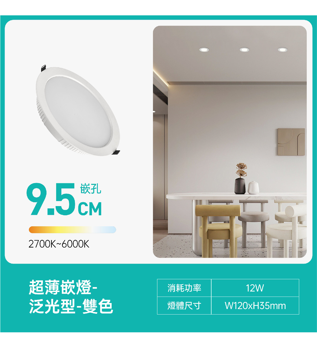 9.5cm薄型LED嵌燈-撥碼款