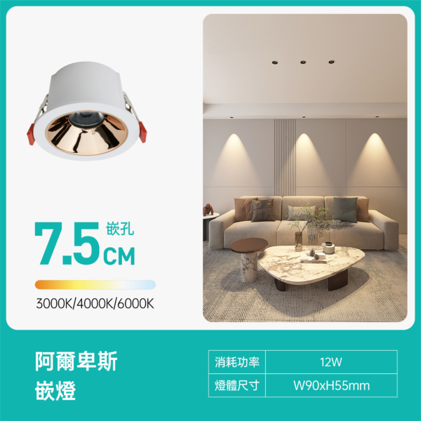 7.5cm阿爾卑斯LED嵌燈-Tuya款