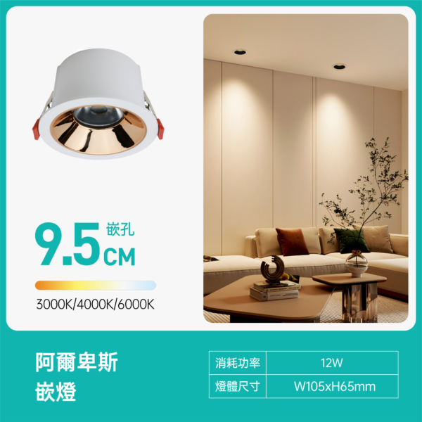 9.5cm阿爾卑斯LED嵌燈-Tuya款