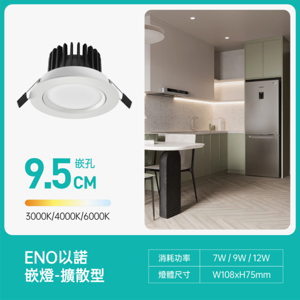9.5cm擴散型LED嵌燈-撥碼款
