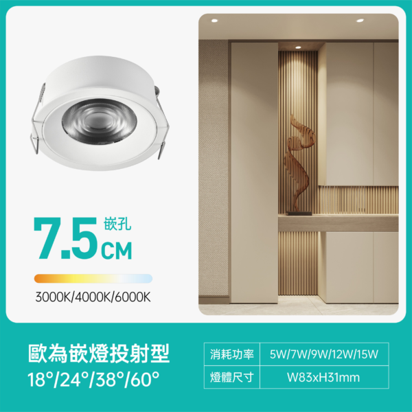 7.5cm歐為LED嵌燈-米家款