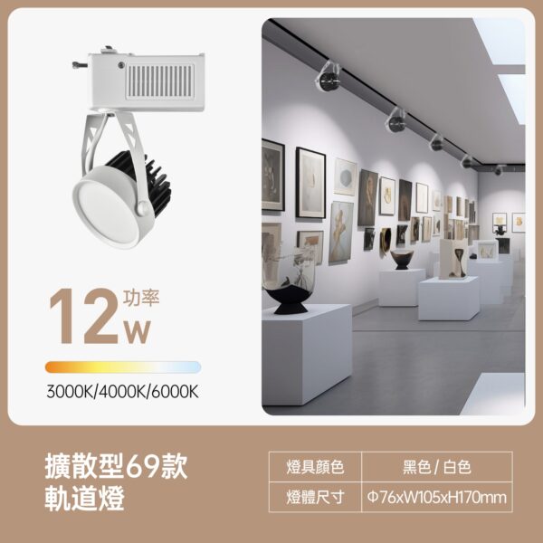 美地擴散型LED軌道燈12W