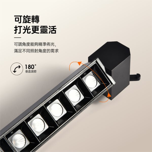 可轉向長條型LED軌道燈