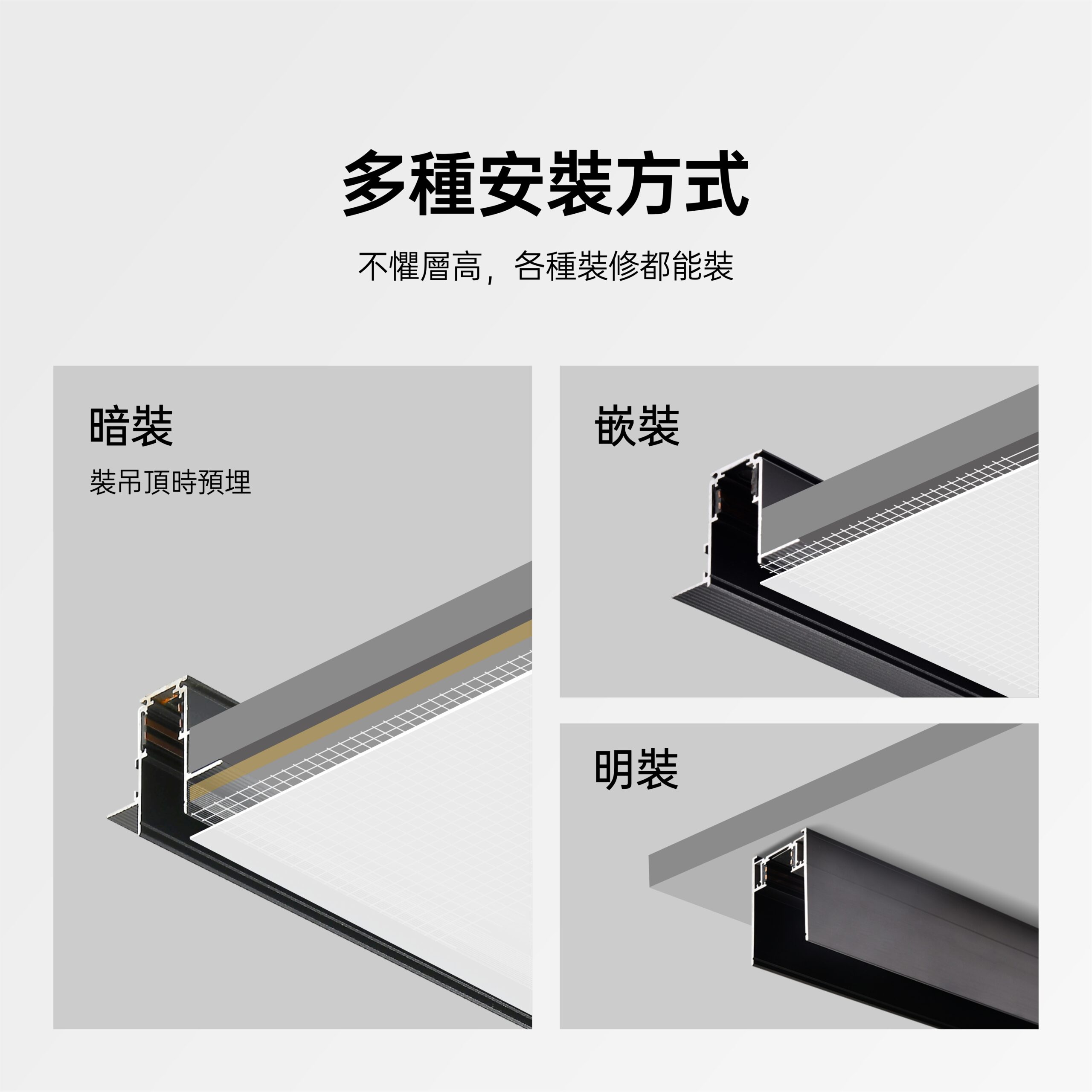 20磁吸軌道 格柵聚光燈18W