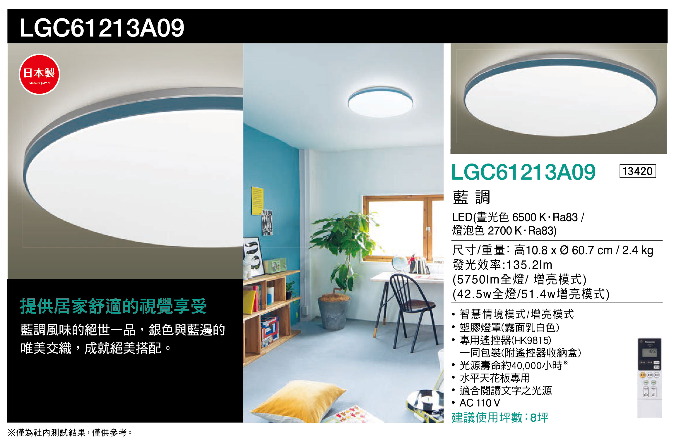 國際牌Panasonic遙控吸頂燈LGC61213A09藍調42.5W